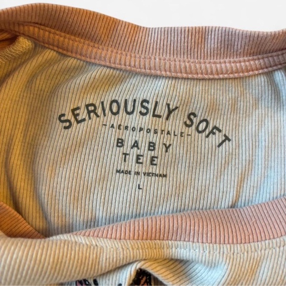Aeropostale Seriously Soft Baby Tee - Pink and White - Picture 2 of 5